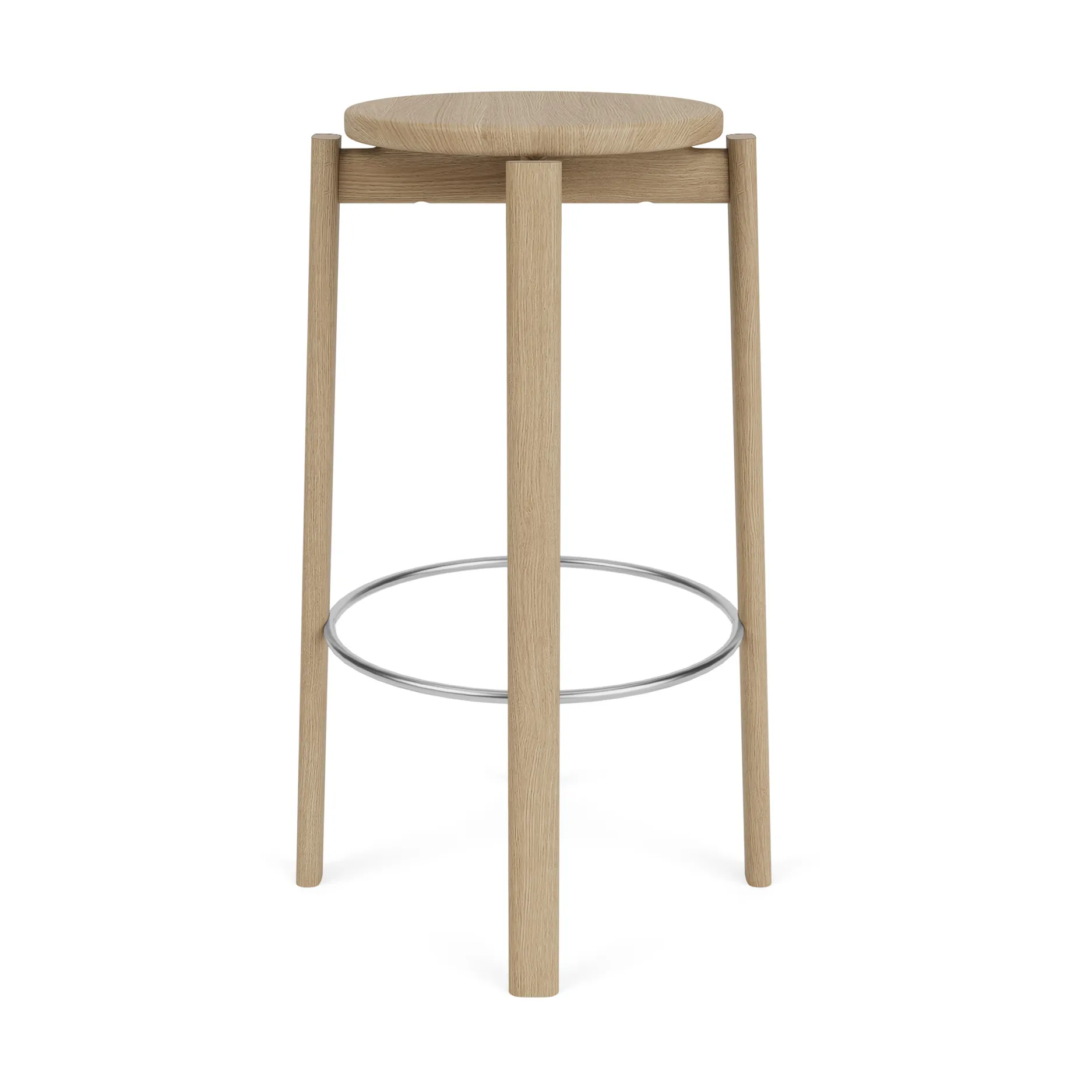 Tabouret de bar Passage, Chêne-acier inoxydable, 75 cm Audo Copenhagen