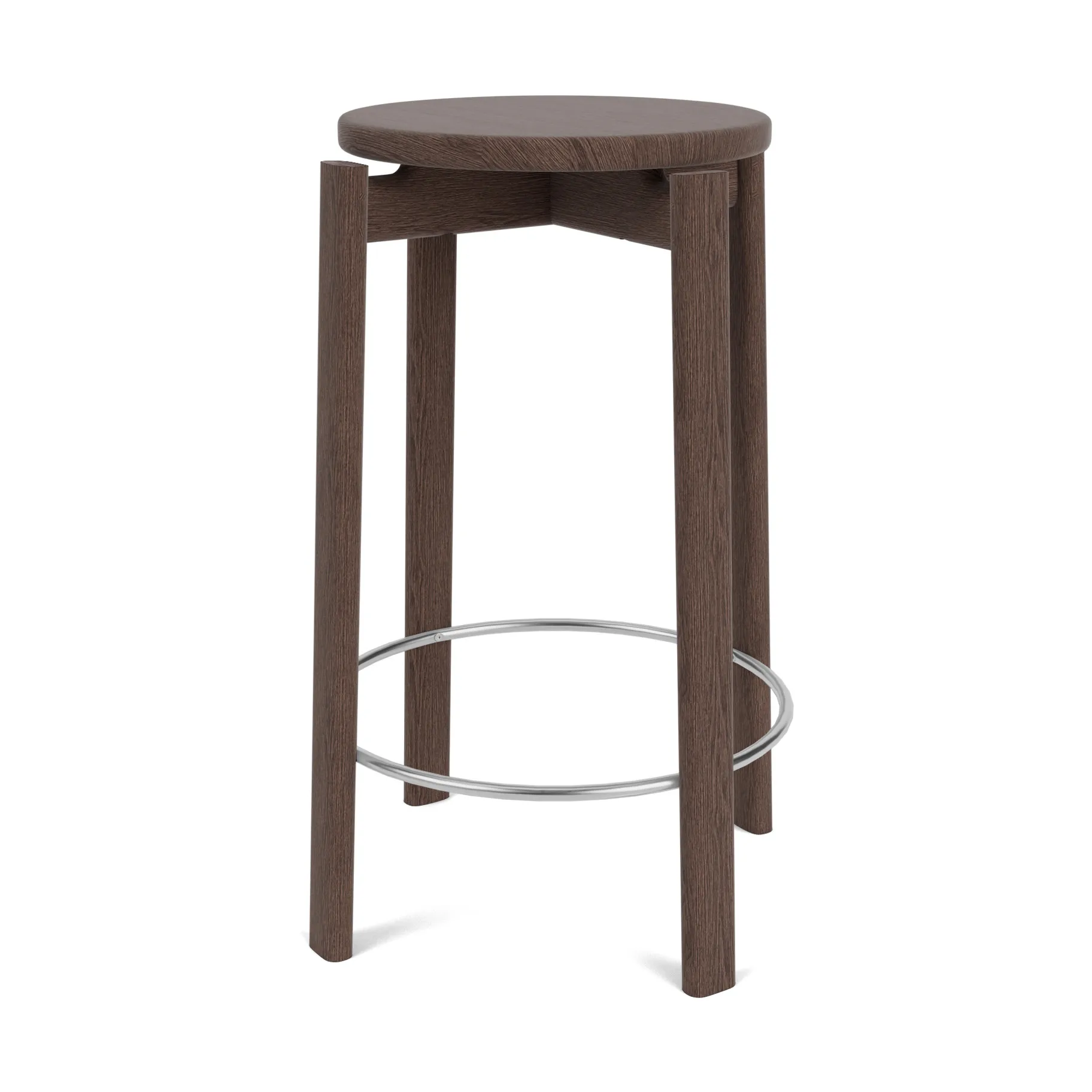 Tabouret de bar Passage, Chêne foncé teinté-acier inoxydable, 65 cm Audo Copenhagen