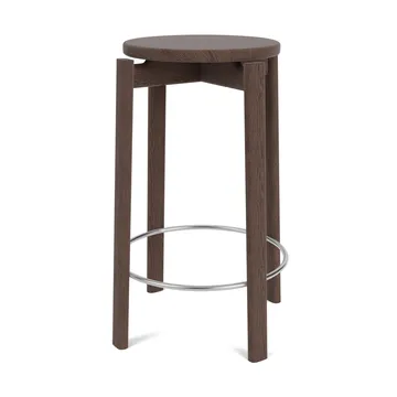 Tabouret de bar Passage - Chêne foncé teinté-acier inoxydable, 65 cm - Audo Copenhagen