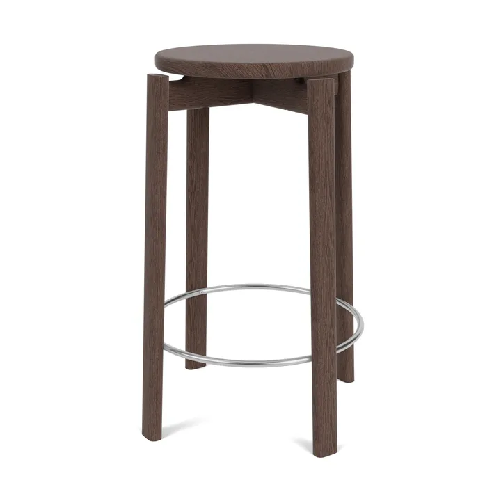 Tabouret de bar Passage - Chêne foncé teinté-acier inoxydable, 65 cm - Audo Copenhagen