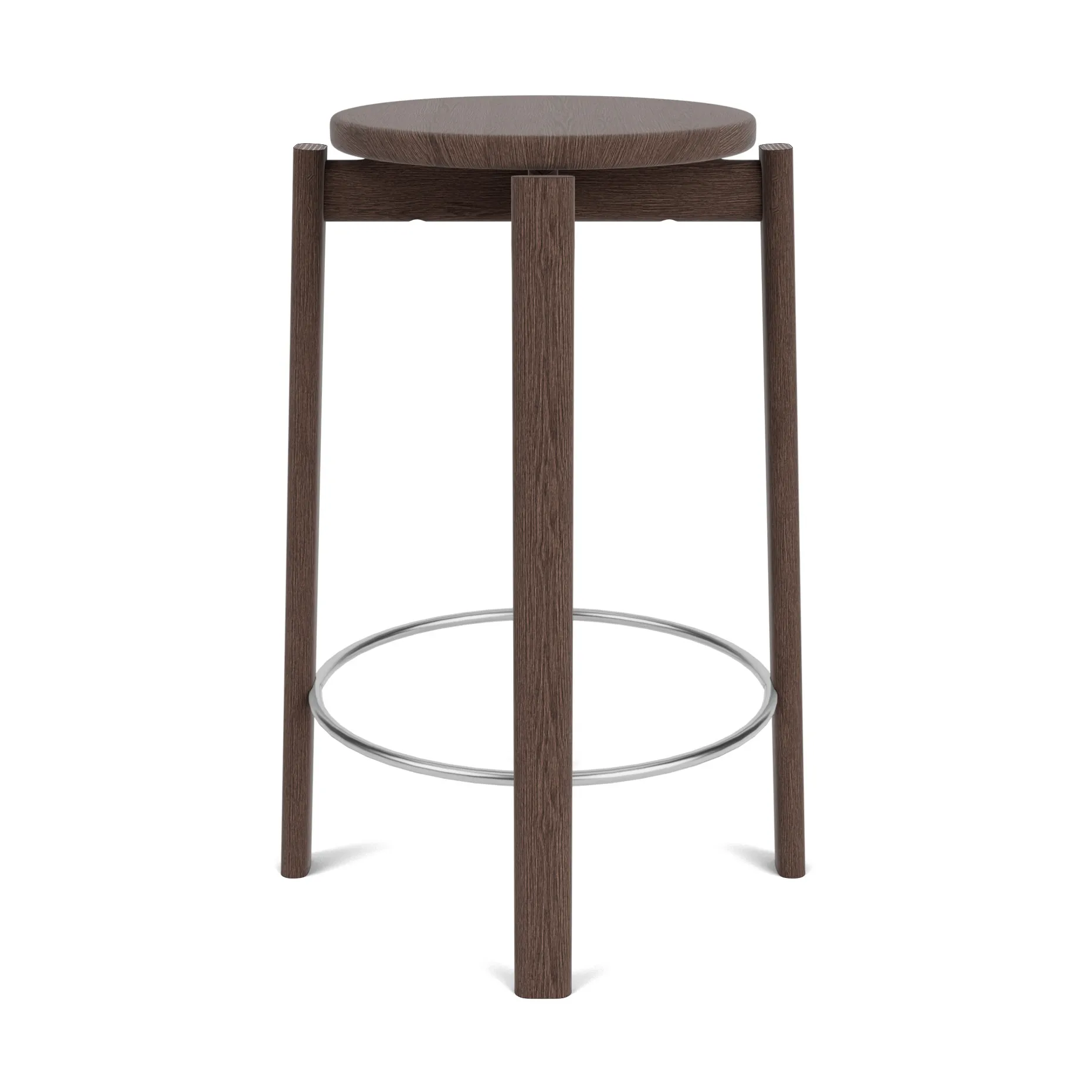Tabouret de bar Passage, Chêne foncé teinté-acier inoxydable, 65 cm Audo Copenhagen