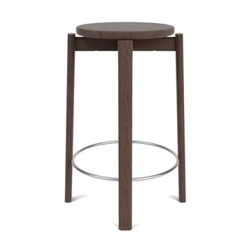 Tabouret de bar Passage - Chêne foncé teinté-acier inoxydable, 65 cm - Audo Copenhagen