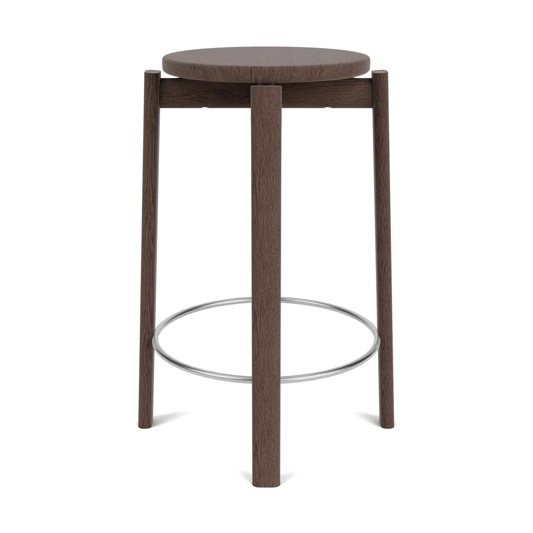 Tabouret de bar Passage, Chêne foncé teinté-acier inoxydable, 65 cm Audo Copenhagen
