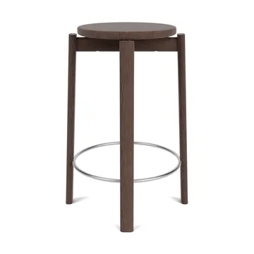 Tabouret de bar Passage - Chêne foncé teinté-acier inoxydable, 65 cm - Audo Copenhagen