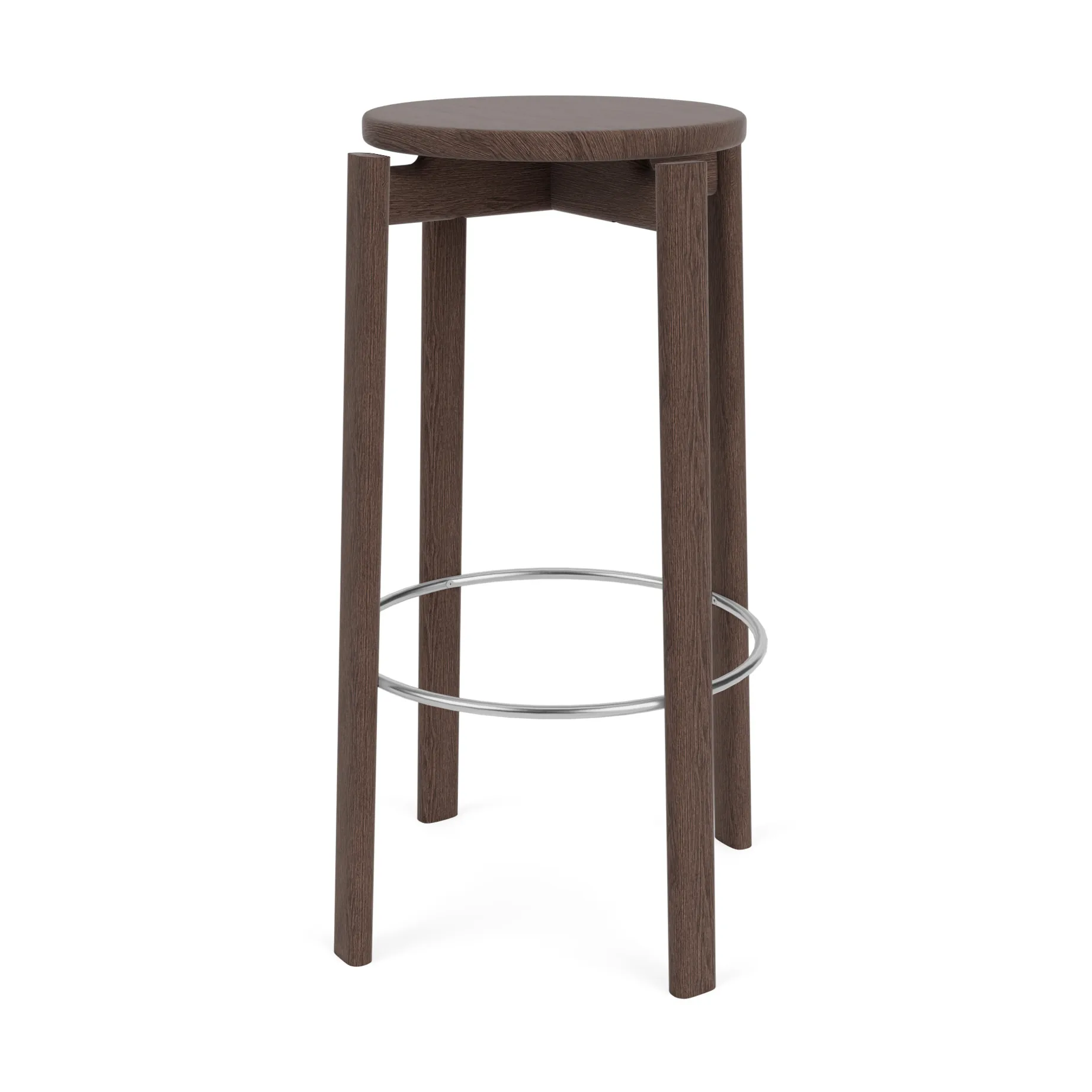 Tabouret de bar Passage, Chêne foncé teinté-acier inoxydable, 75 cm Audo Copenhagen