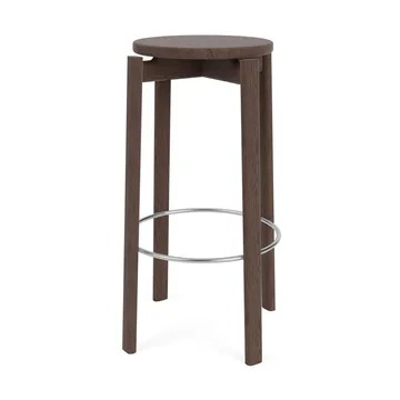 Tabouret de bar Passage - Chêne foncé teinté-acier inoxydable, 75 cm - Audo Copenhagen