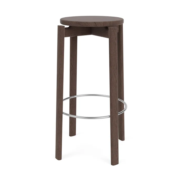 Tabouret de bar Passage - Chêne foncé teinté-acier inoxydable, 75 cm - Audo Copenhagen