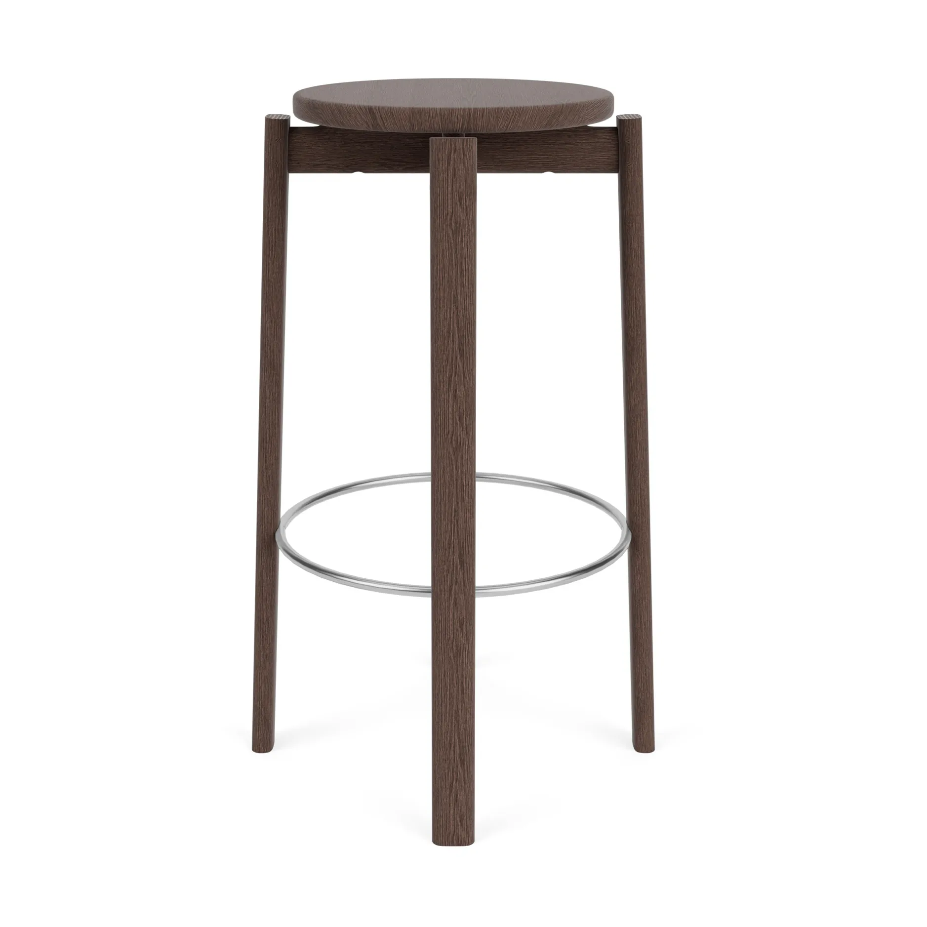 Tabouret de bar Passage, Chêne foncé teinté-acier inoxydable, 75 cm Audo Copenhagen