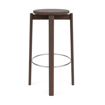 Tabouret de bar Passage - Chêne foncé teinté-acier inoxydable, 75 cm - Audo Copenhagen