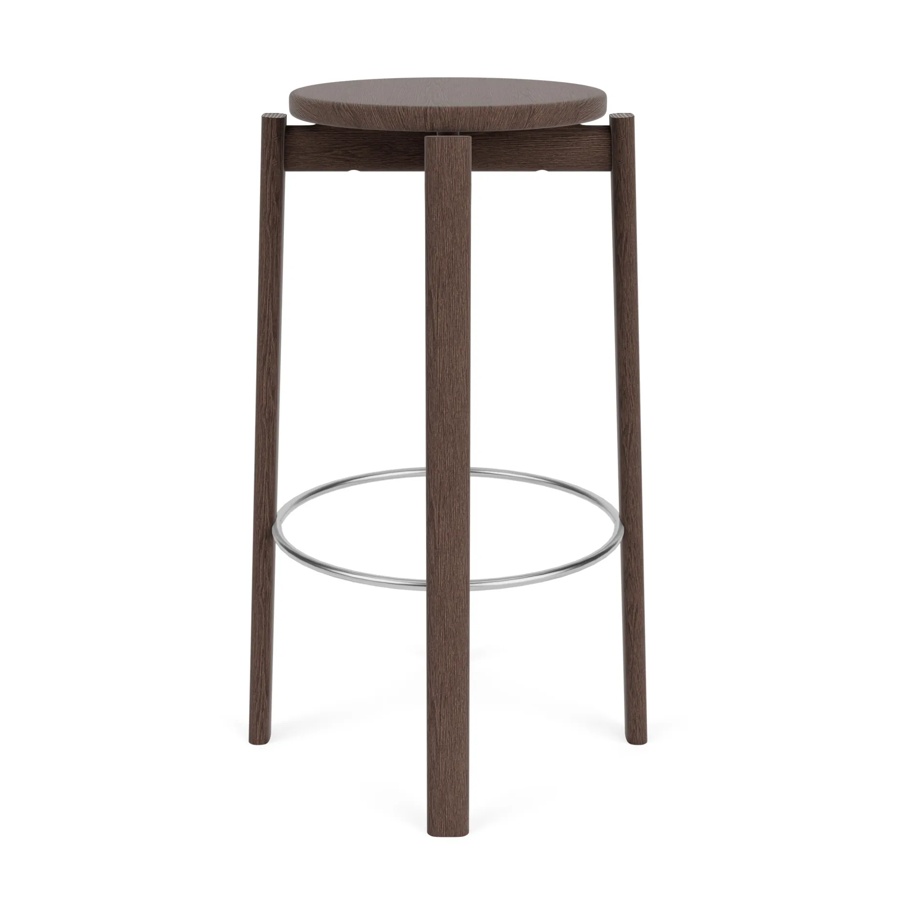 Tabouret de bar Passage, Chêne foncé teinté-acier inoxydable, 75 cm Audo Copenhagen