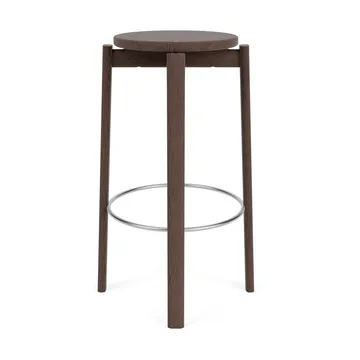 Tabouret de bar Passage - Chêne foncé teinté-acier inoxydable, 75 cm - Audo Copenhagen