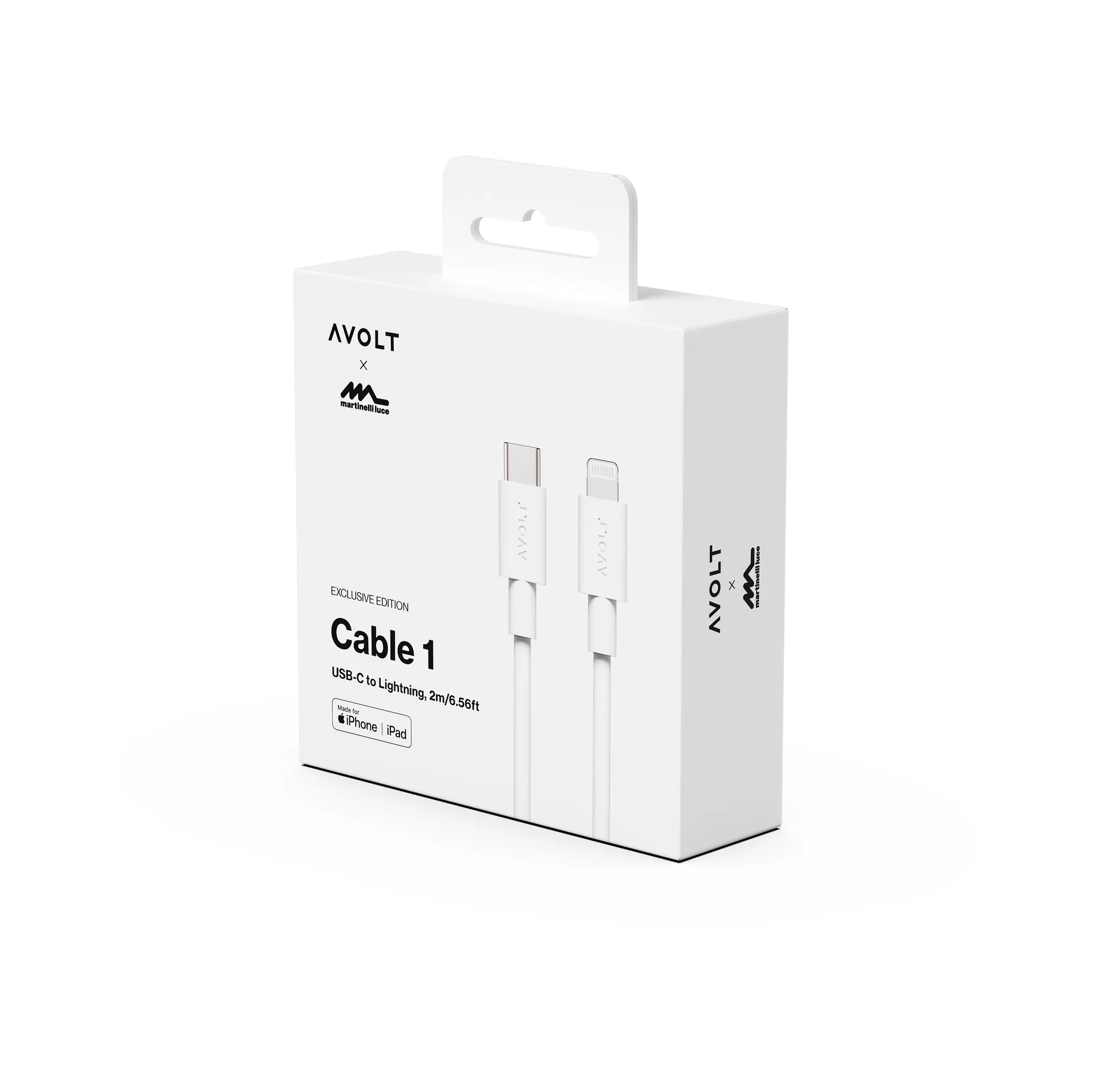 Cable 1 USB C vers Lightning câble de recharge 2m, Blanc Martinelli Luce Edition Avolt