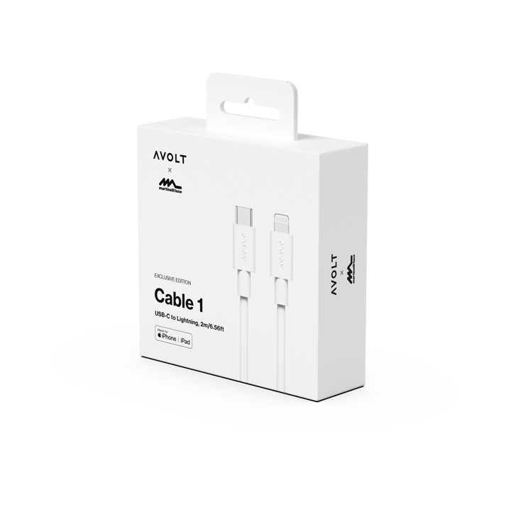 Cable 1 USB C vers Lightning câble de recharge 2m, Blanc Martinelli Luce Edition Avolt