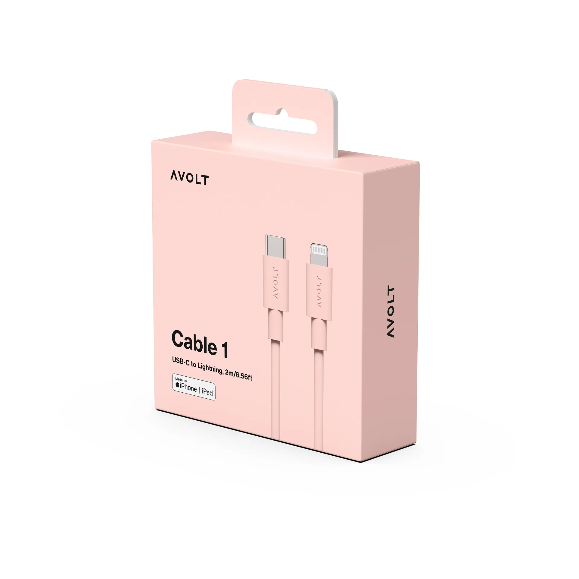 Cable 1 USB C vers Lightning câble de recharge 2m, Nouveau Rose Avolt