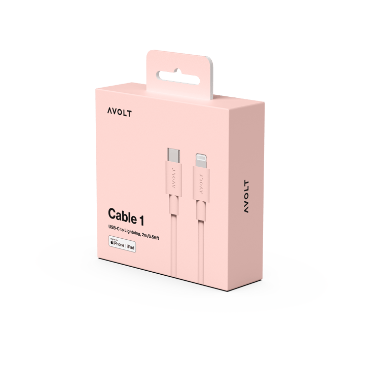 Cable 1 USB C vers Lightning câble de recharge 2m, Nouveau Rose Avolt