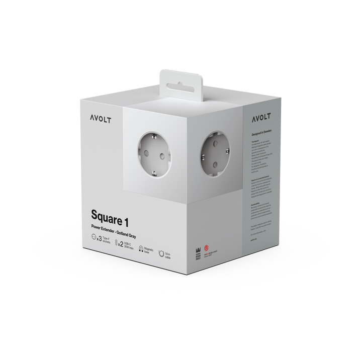 Multiprise Square 1 USB-C 30W 3 m, Gotland Gray Avolt