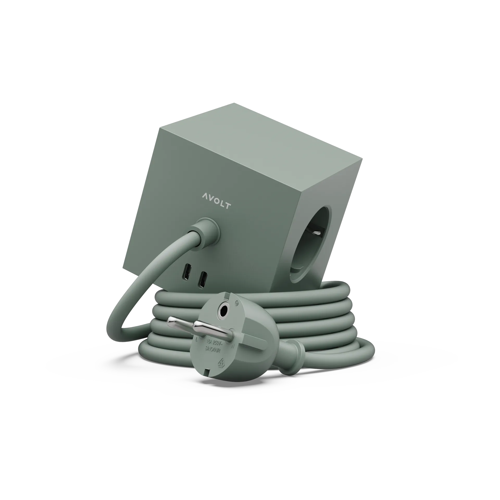 Multiprise Square 1 USB-C 30W 3 m, Oak Green Avolt