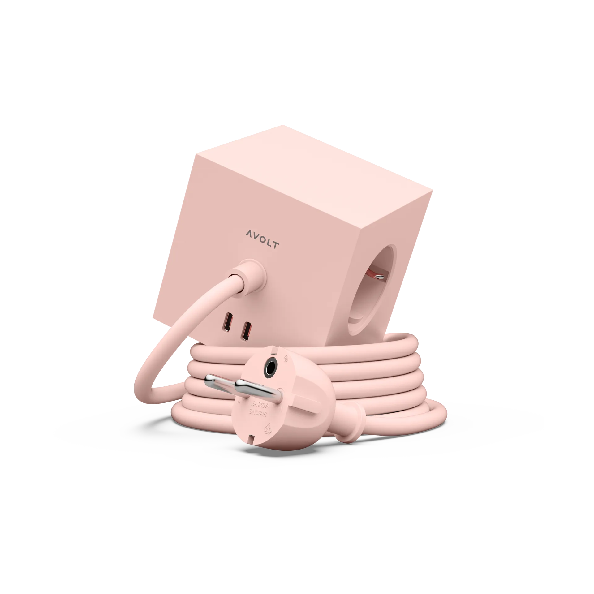 Square 1 prise avec sortie USB-C 30W 1,8 m, New Pink Avolt