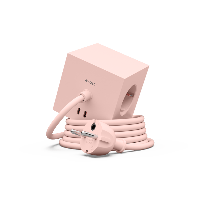 Square 1 prise avec sortie USB-C 30W 1,8 m - New Pink - Avolt