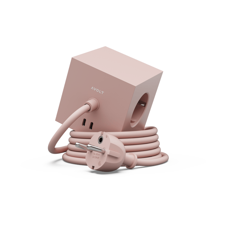 Square 1 prise avec sortie USB-C 30W 1,8 m - Old Pink - Avolt