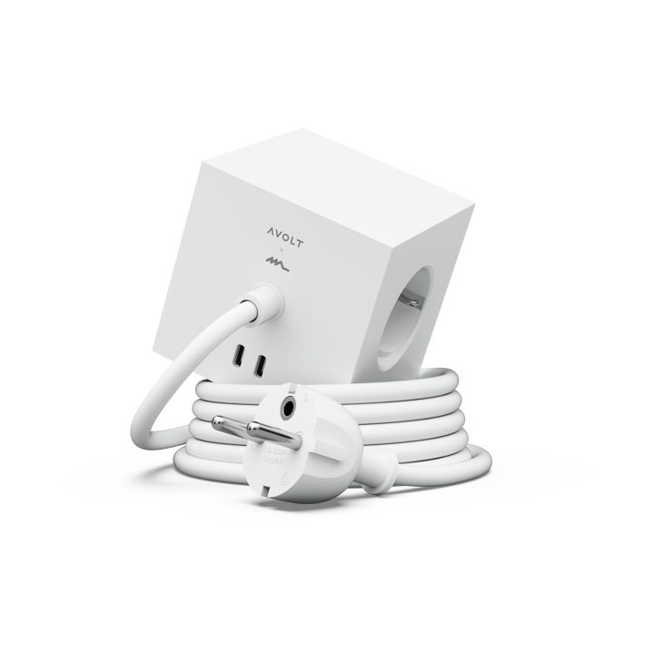 Square 1 prise avec sortie USB-C 30W 1,8 m - White Martinelli Luce edition - Avolt