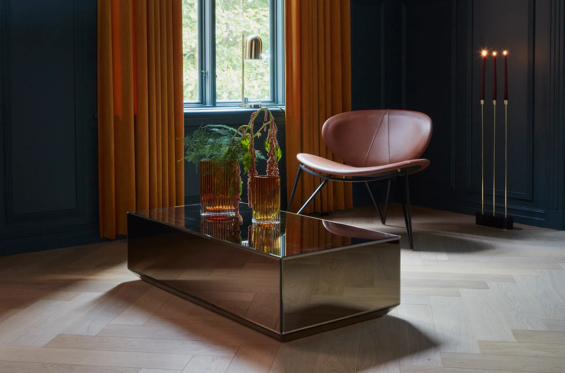 Chaise longue Semper, Noir-cognac AYTM