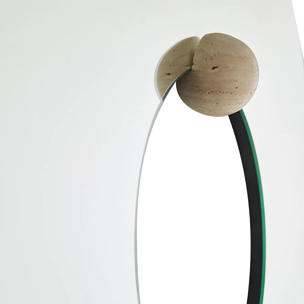 Miroir mural Castellum Ø80 cm, Clear-travertine AYTM