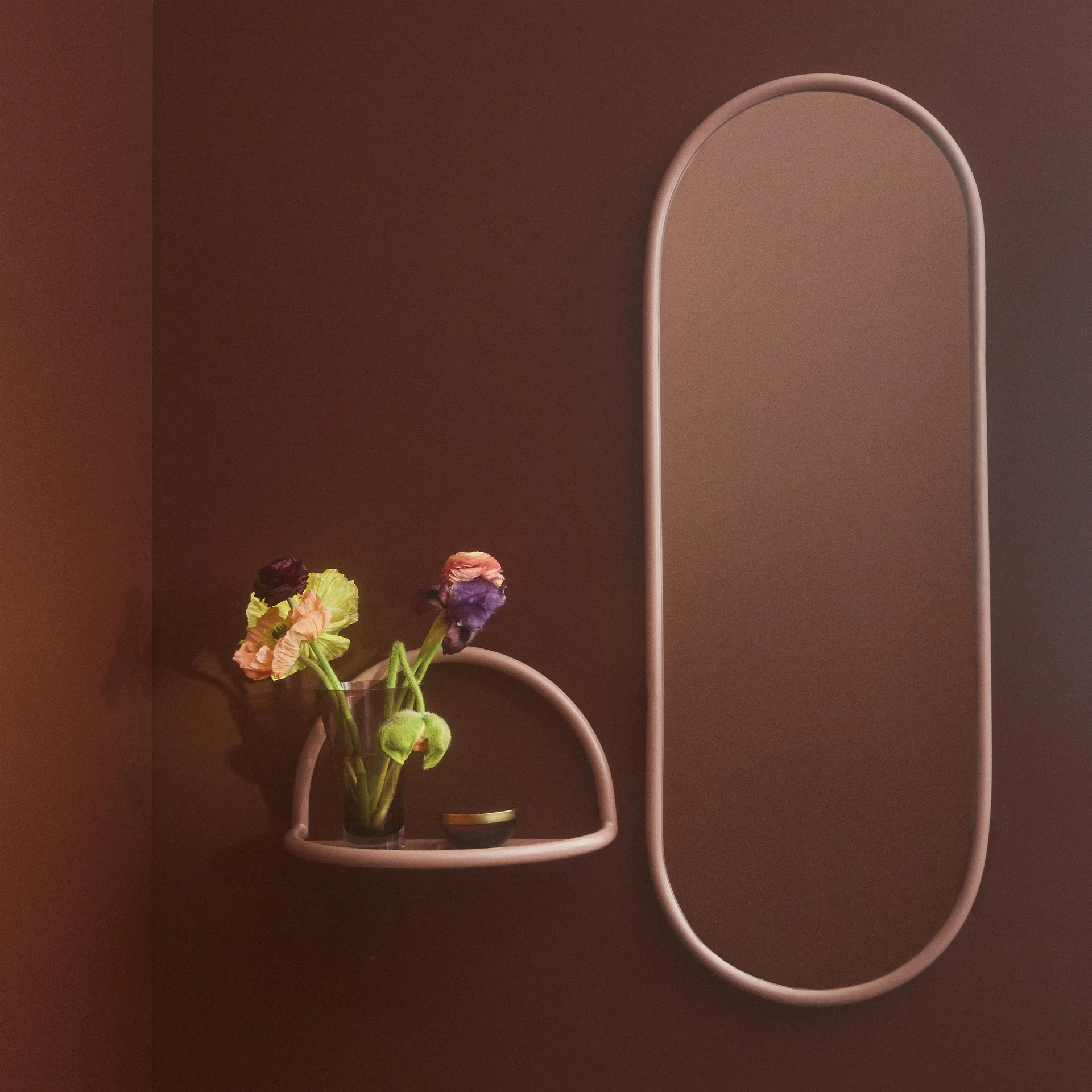 Miroir oval Angui 108 cm, rose AYTM