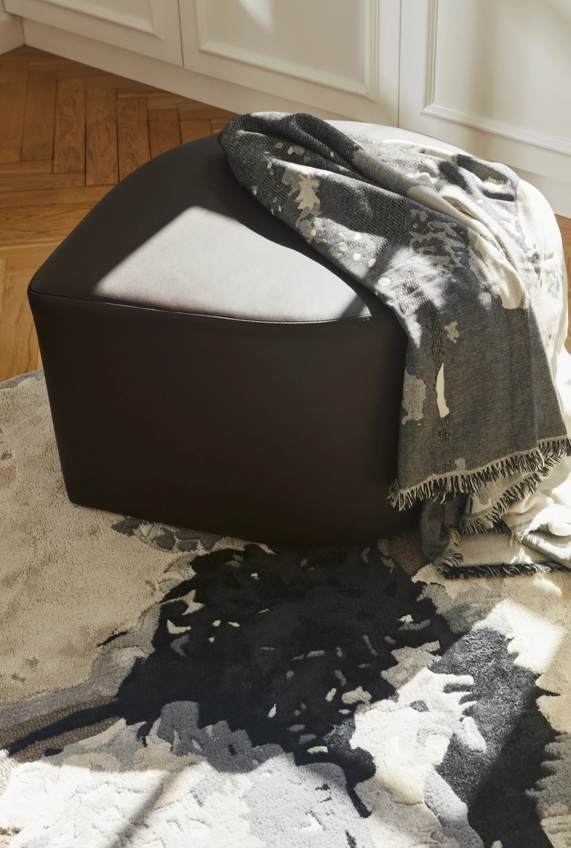 Plaid Floreo 130x170 cm, Blanc-gris AYTM