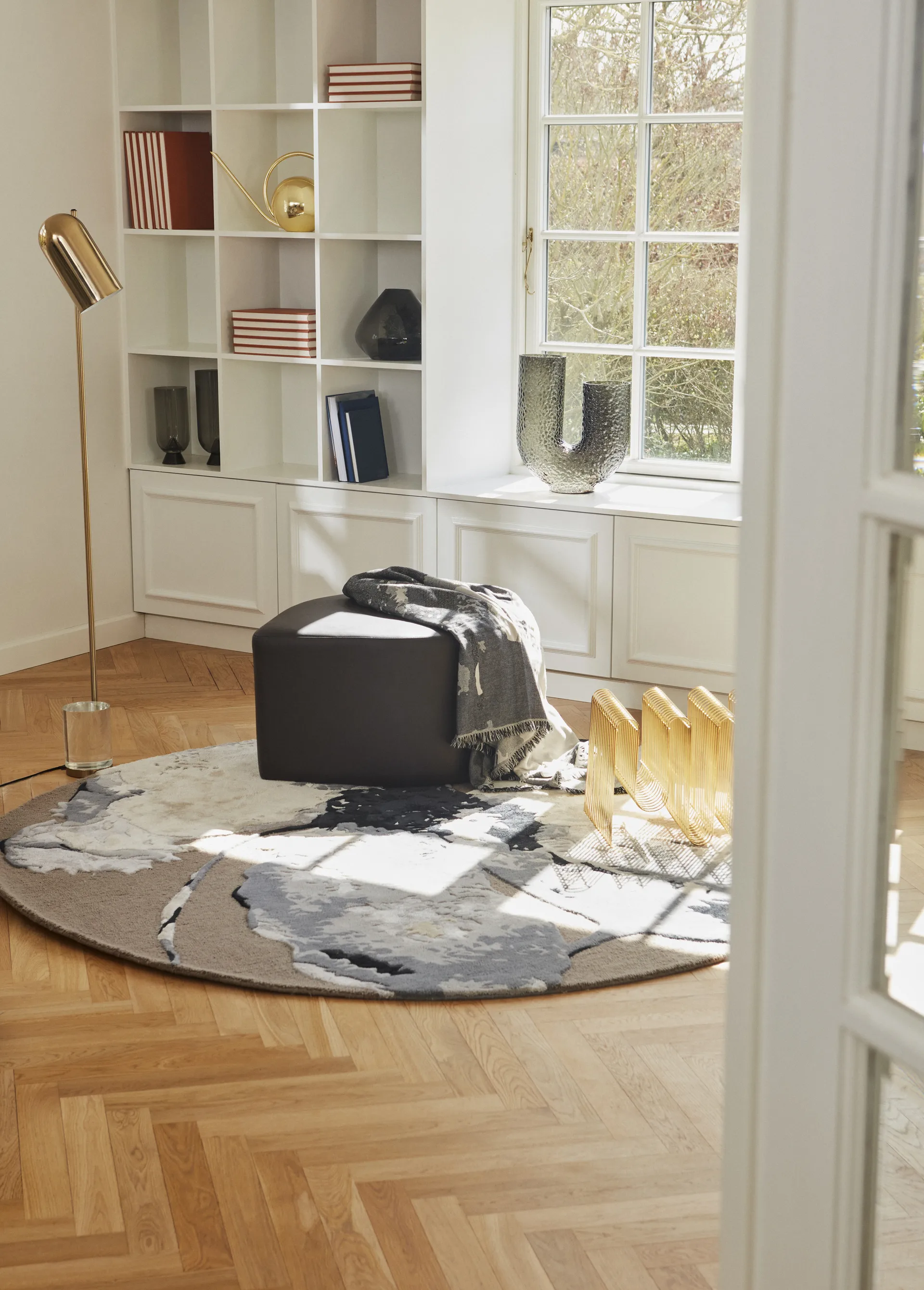 Tapis Floreo Ø200 cm, Blanc-gris AYTM