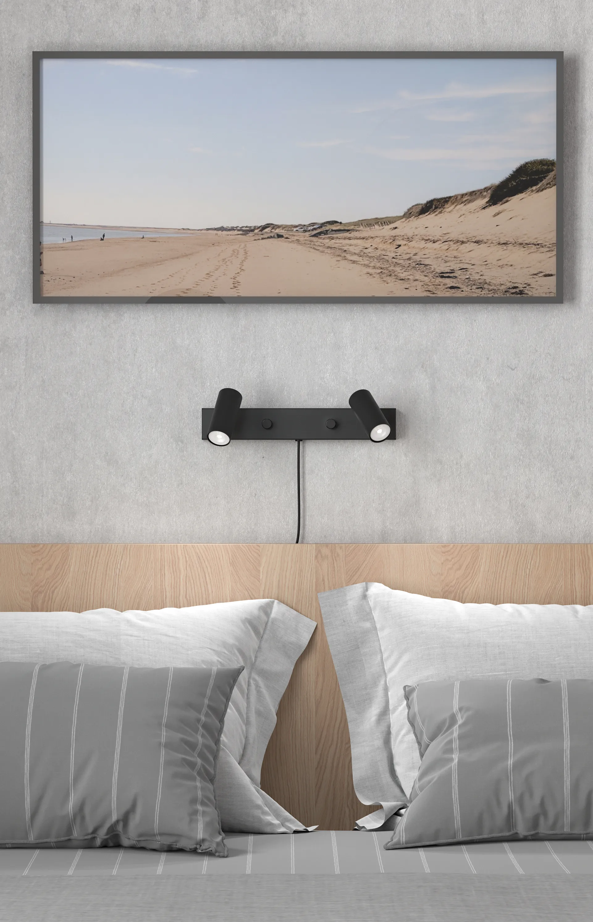 Applique murale Cato, double, Noir mat Belid