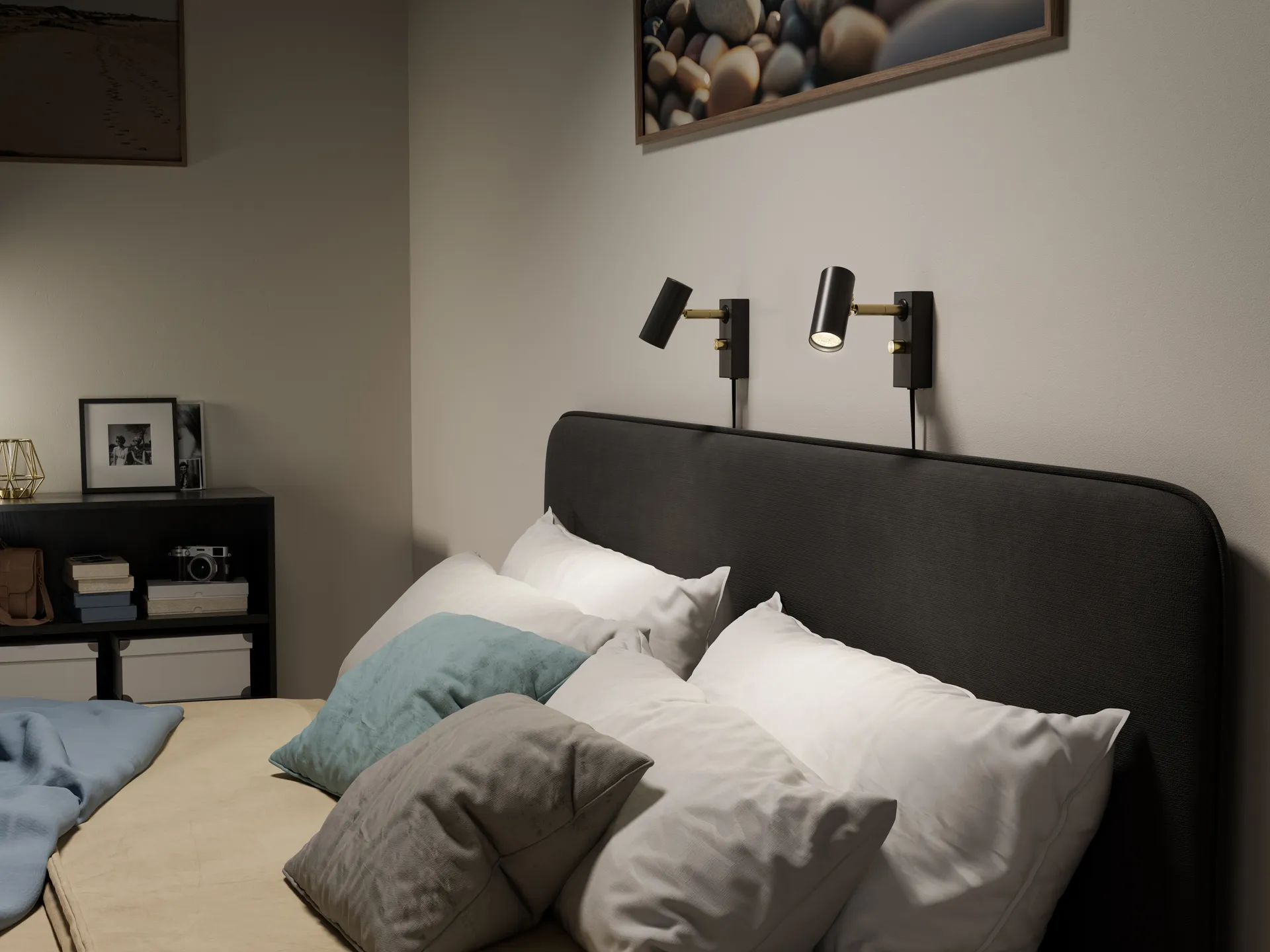 Applique murale Cato, Noir mat-laiton Belid