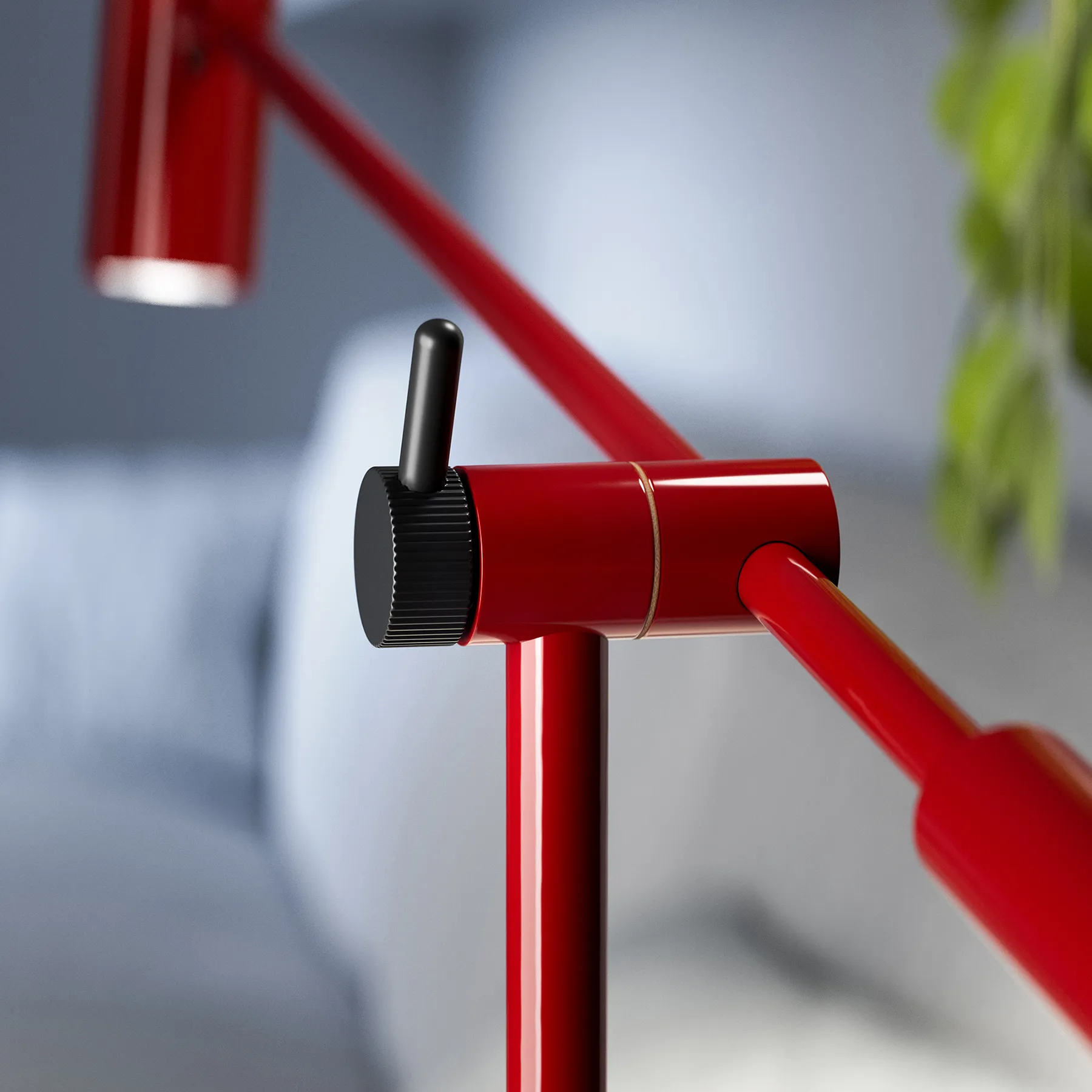 Lampadaire Cato 134 cm, Rouge rubis brillant-noir mat Belid