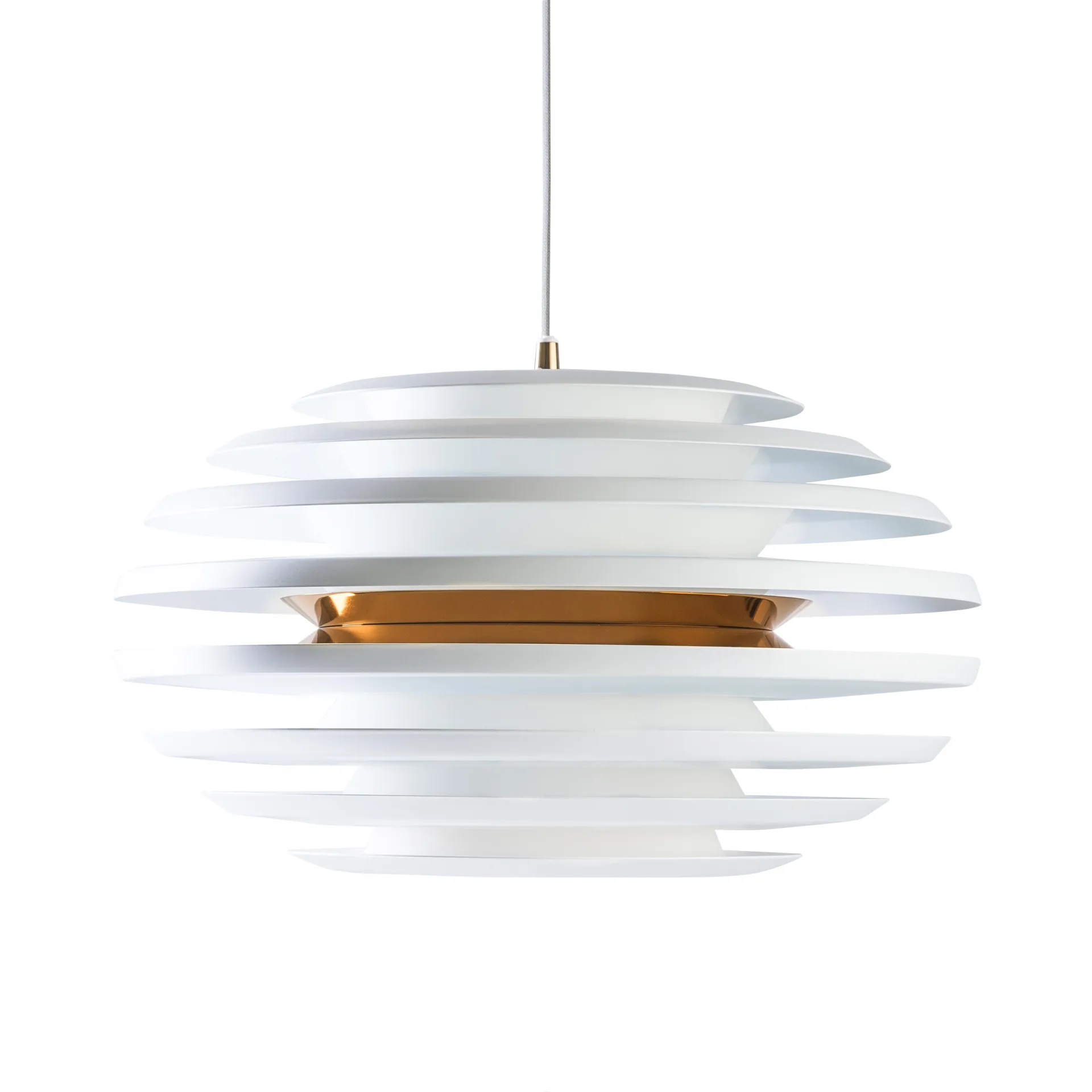 Lampe à suspension Ellipse, blanc mat, laiton Belid