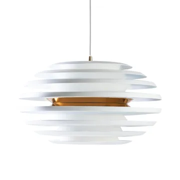 Lampe à suspension Ellipse - blanc mat, laiton - Belid