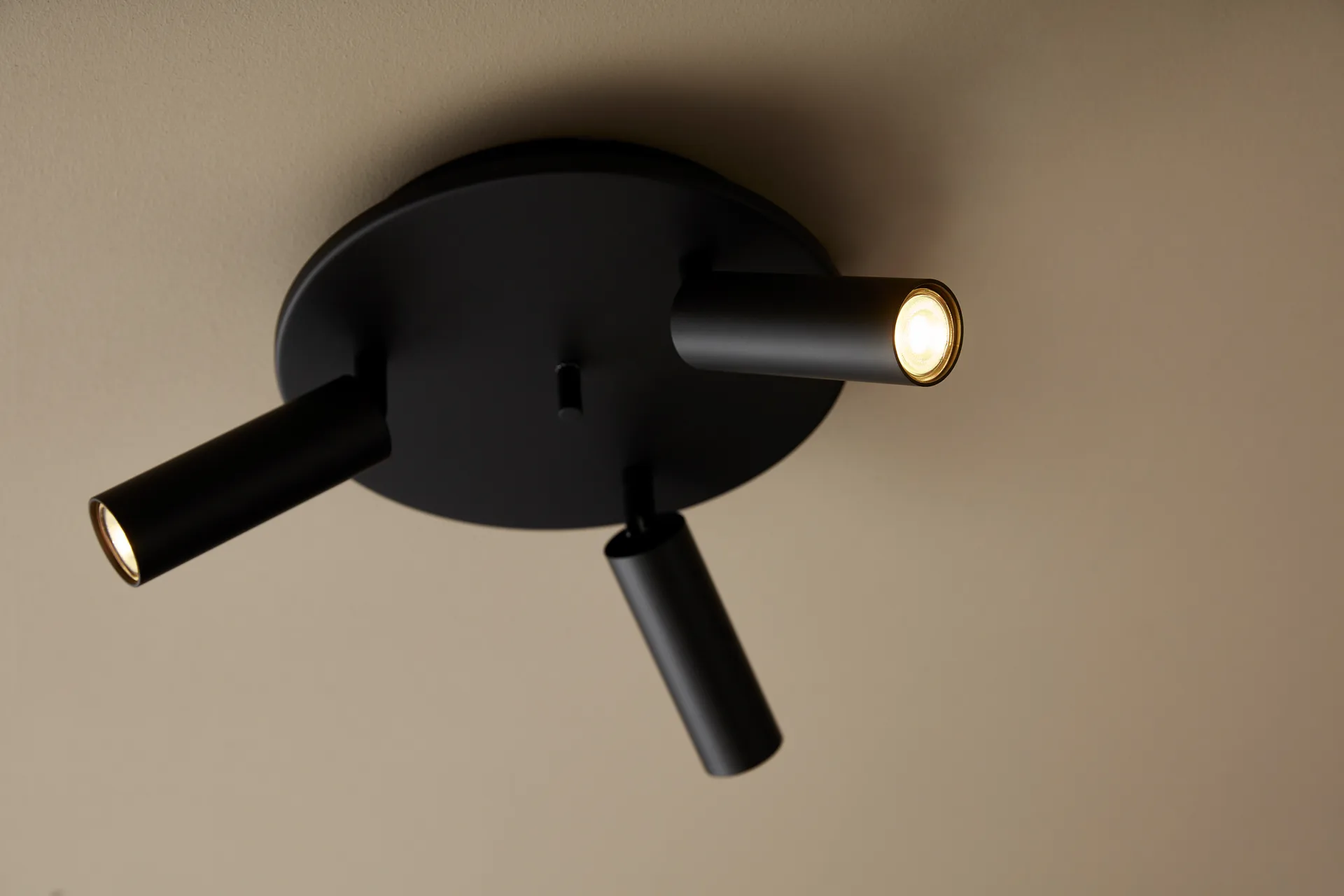 Lampe à suspension rond 3 spots Cato Slim, Noir mat-LED Belid