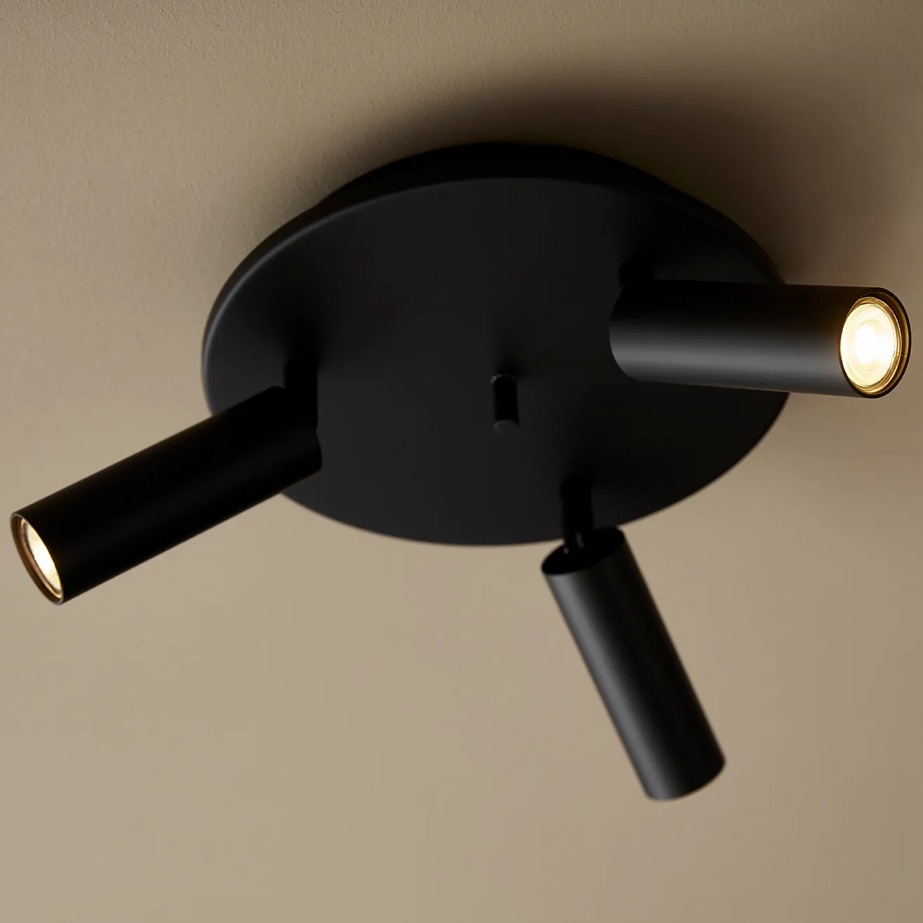 Lampe à suspension rond 3 spots Cato Slim, Noir mat Belid