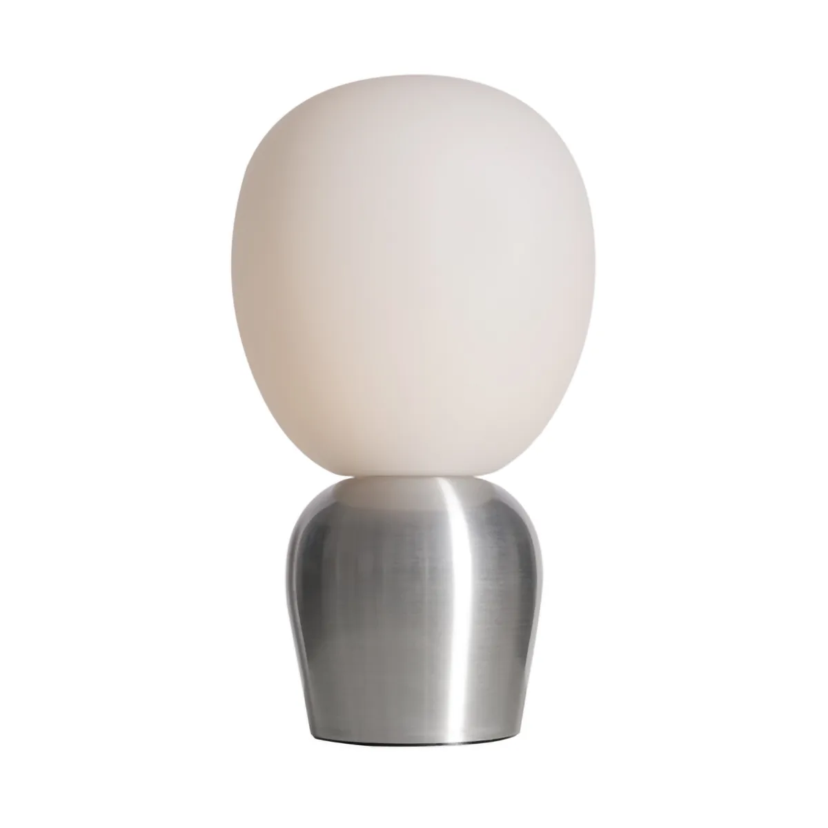 Lampe de table Buddy verre opale, Aluminium poli Belid