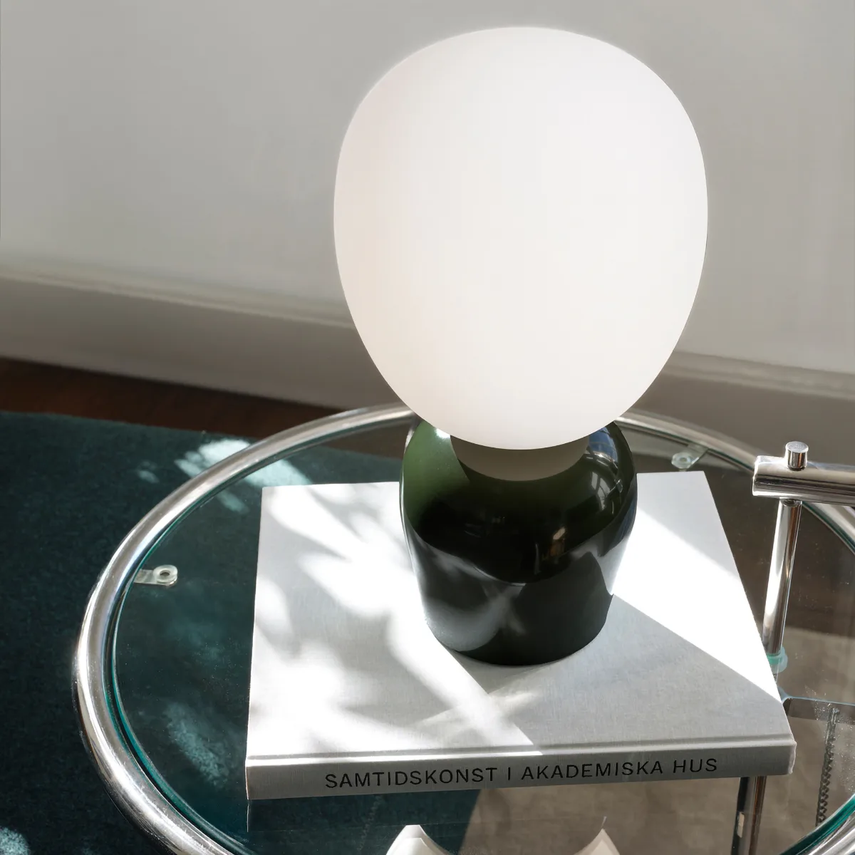 Lampe de table Buddy verre opale, Blank vert forêt Belid