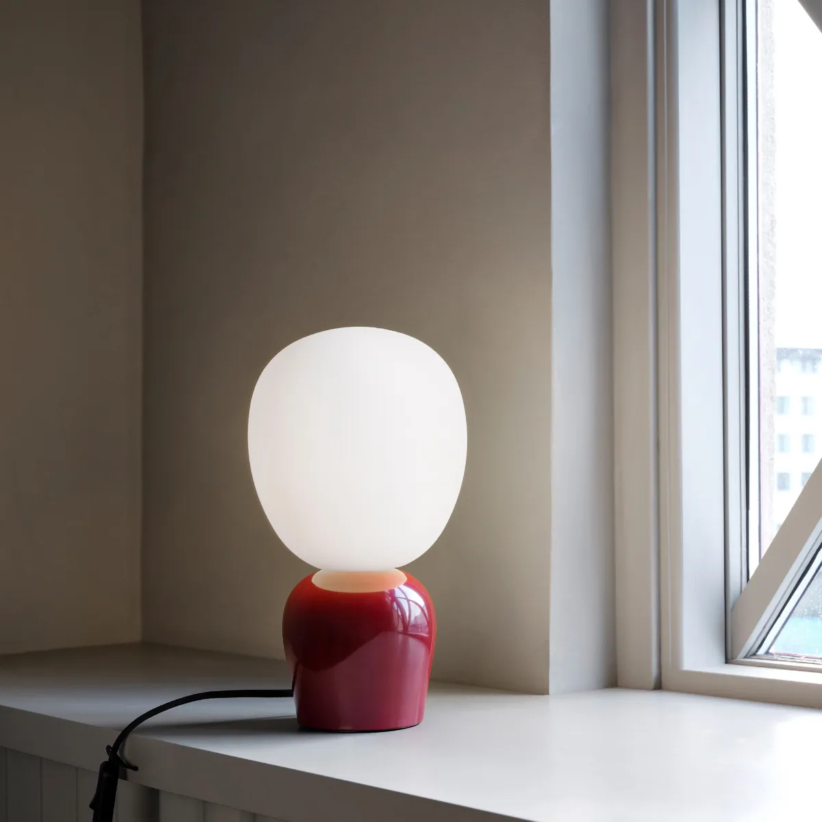 Lampe de table Buddy verre opale, Bordeaux Belid