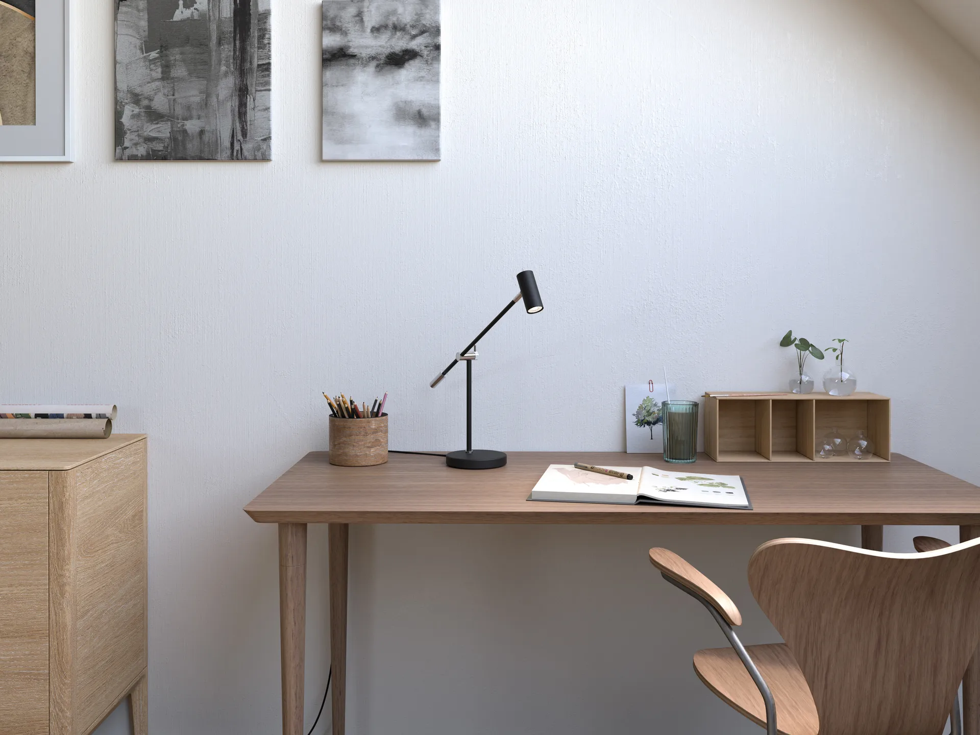 Lampe de table Cato 48,5 cm, Noir mat-argenté Belid