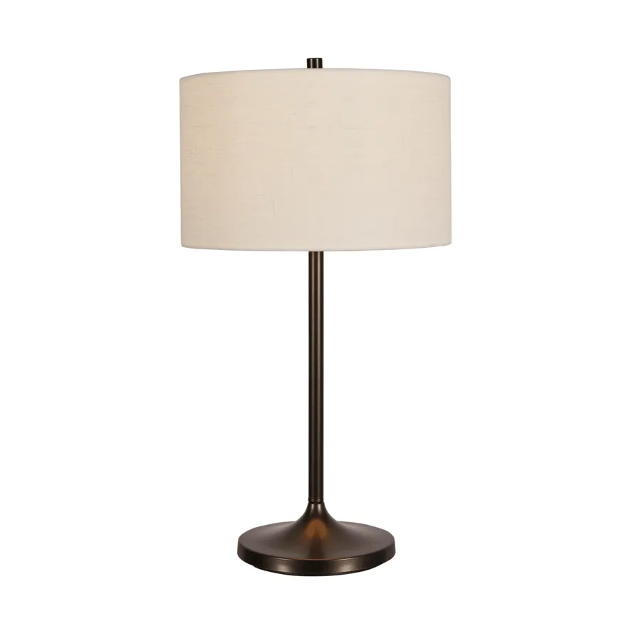 Lampe de table Soft, Lin blanc-bronze métallique, Ø34x64 cm Belid