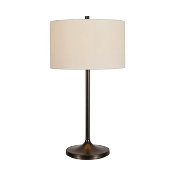 Lampe de table Soft - Lin blanc-bronze métallique, Ø34x64 cm - Belid