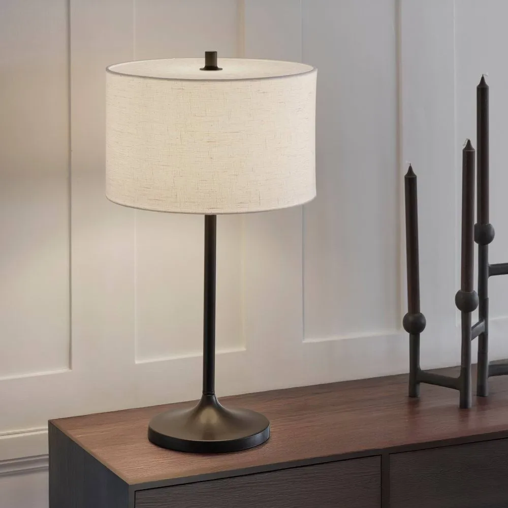 Lampe de table Soft, Lin blanc-bronze métallique, Ø34x64 cm Belid