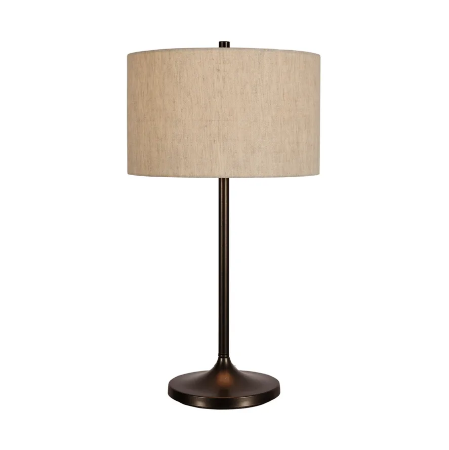 Lampe de table Soft, Lin naturel-bronze métallique, Ø34x64 cm Belid
