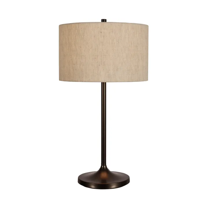 Lampe de table Soft - Lin naturel-bronze métallique, Ø34x64 cm - Belid