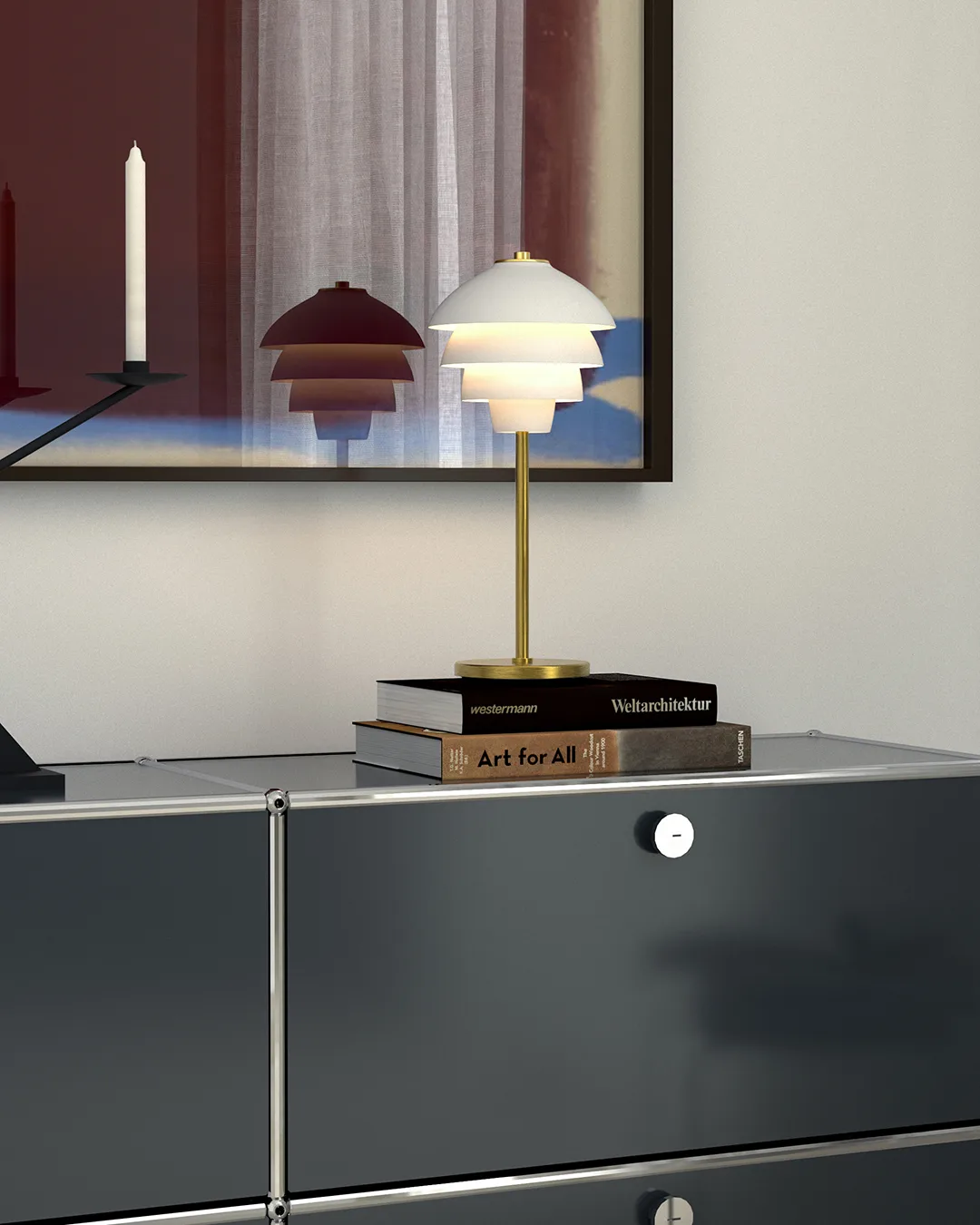 Lampe de table Valencia 41 cm, Blanc mat-laiton Belid