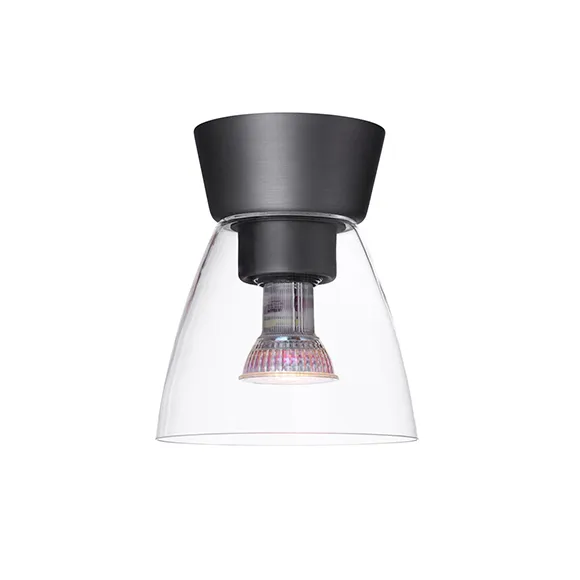 Plafonnier verre transparent Bizzo Ø16,5 cm, Gris oxydé Belid