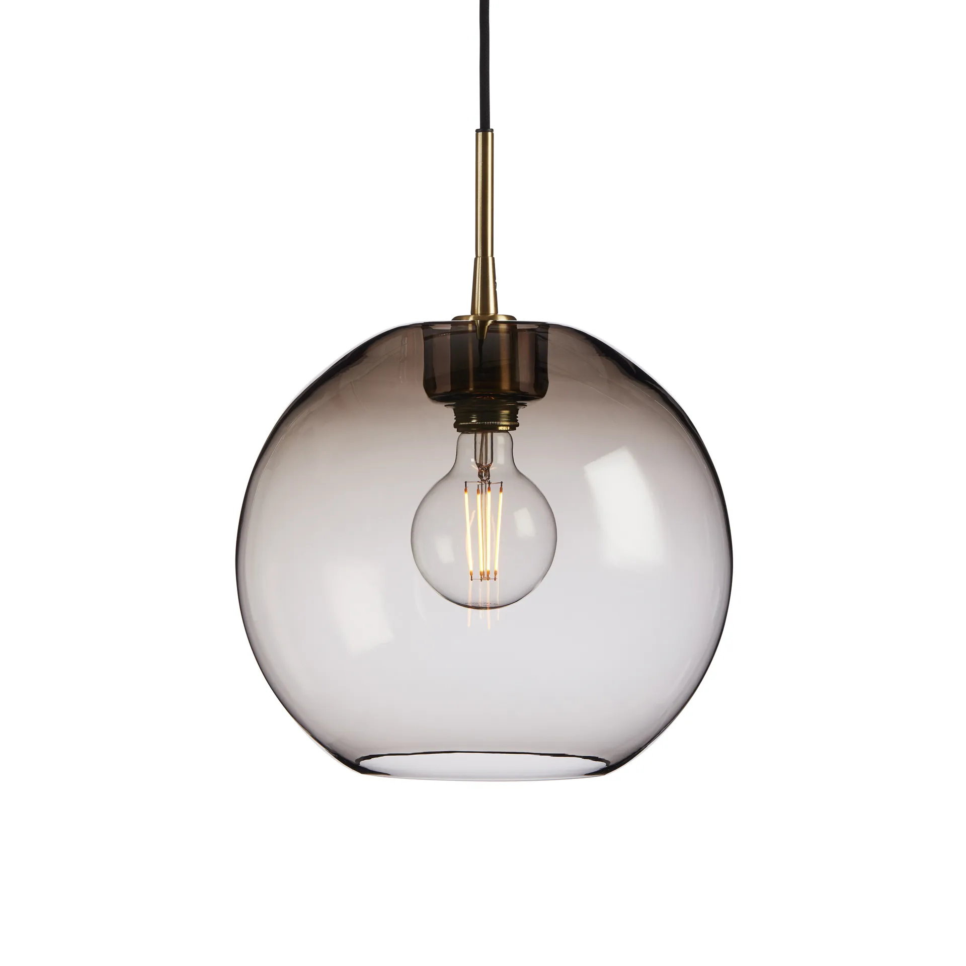 Suspension Gloria Ø32 cm, Laiton-verre couleur fumée Belid