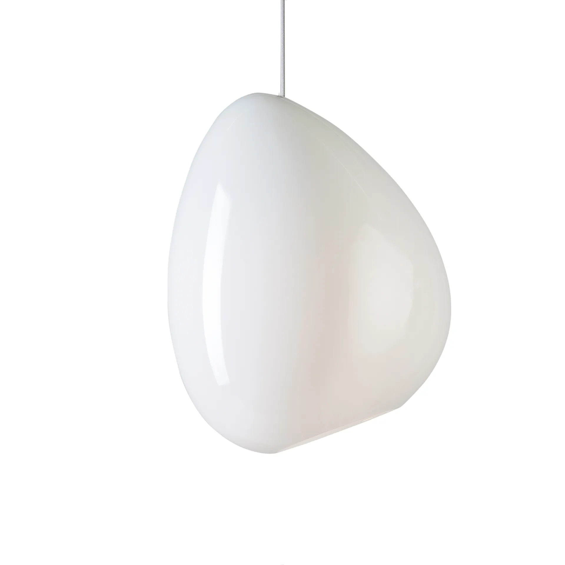 Suspension Ocean verre opale, cordon textile blanc Belid
